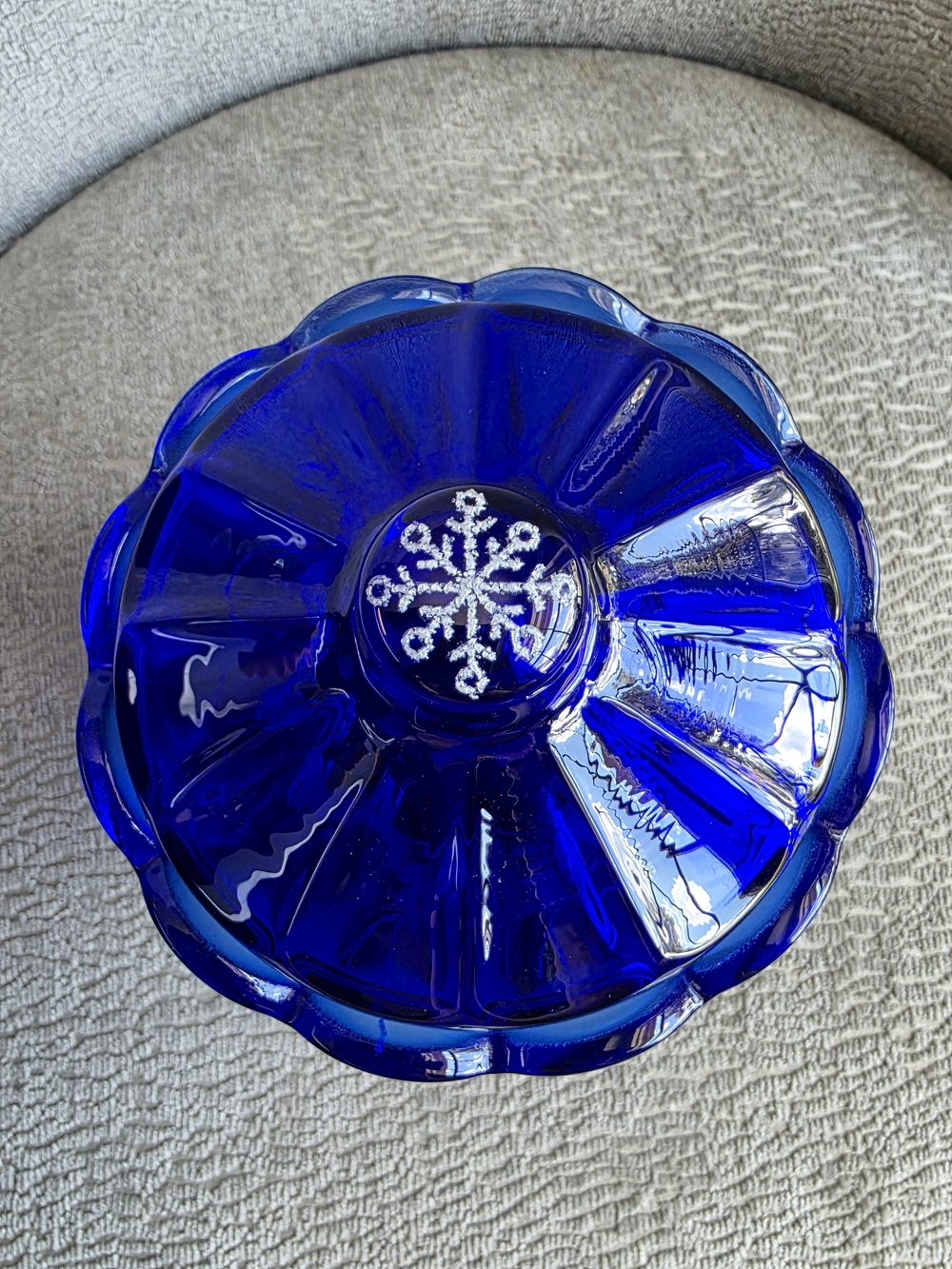 RARE VTG Fenton Cobalt Blue Canaan Valley Candy Jar With Lid Signed Hand Painted - Picture 3 of 14
